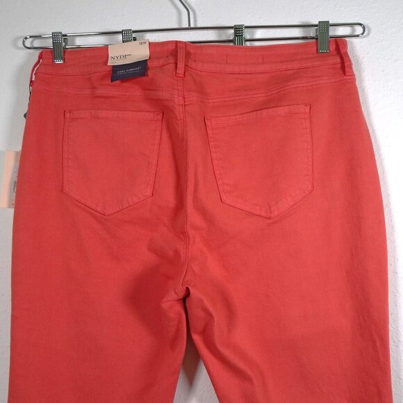 NYDJ Cropped Jeans Women's Plus Size 18W Pink Coral Denim Marilyn Straight - Picture 6 of 13